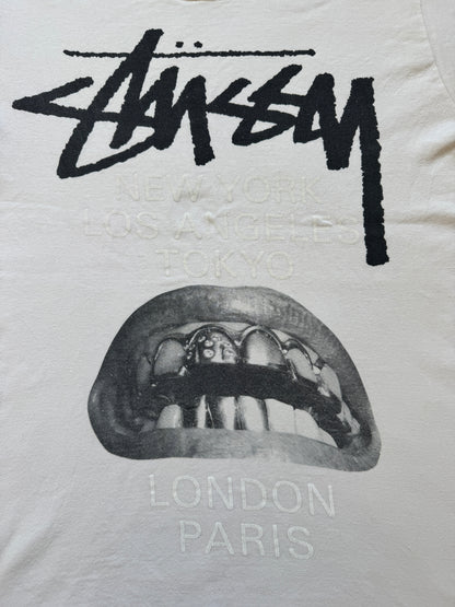 Small Stussy Rick Owens World Tour Collection White T-Shirt