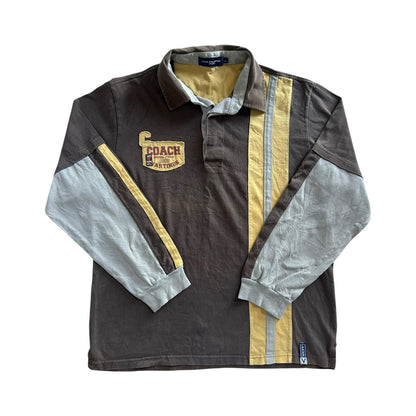 Large Via Dutto Brown and Yellow Rugby Shirt