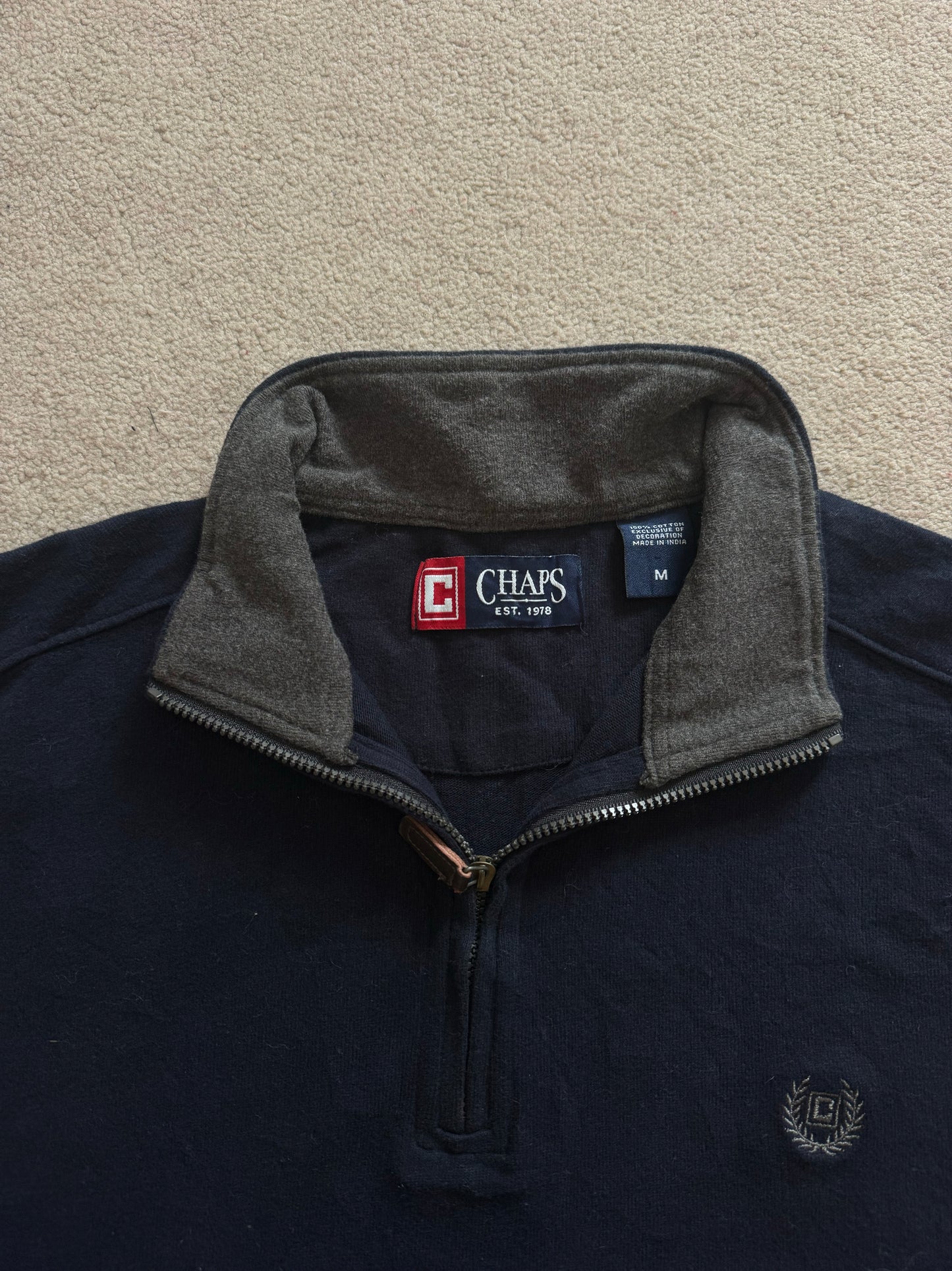 Medium Chaps Navy 1/4 Zip Jumper