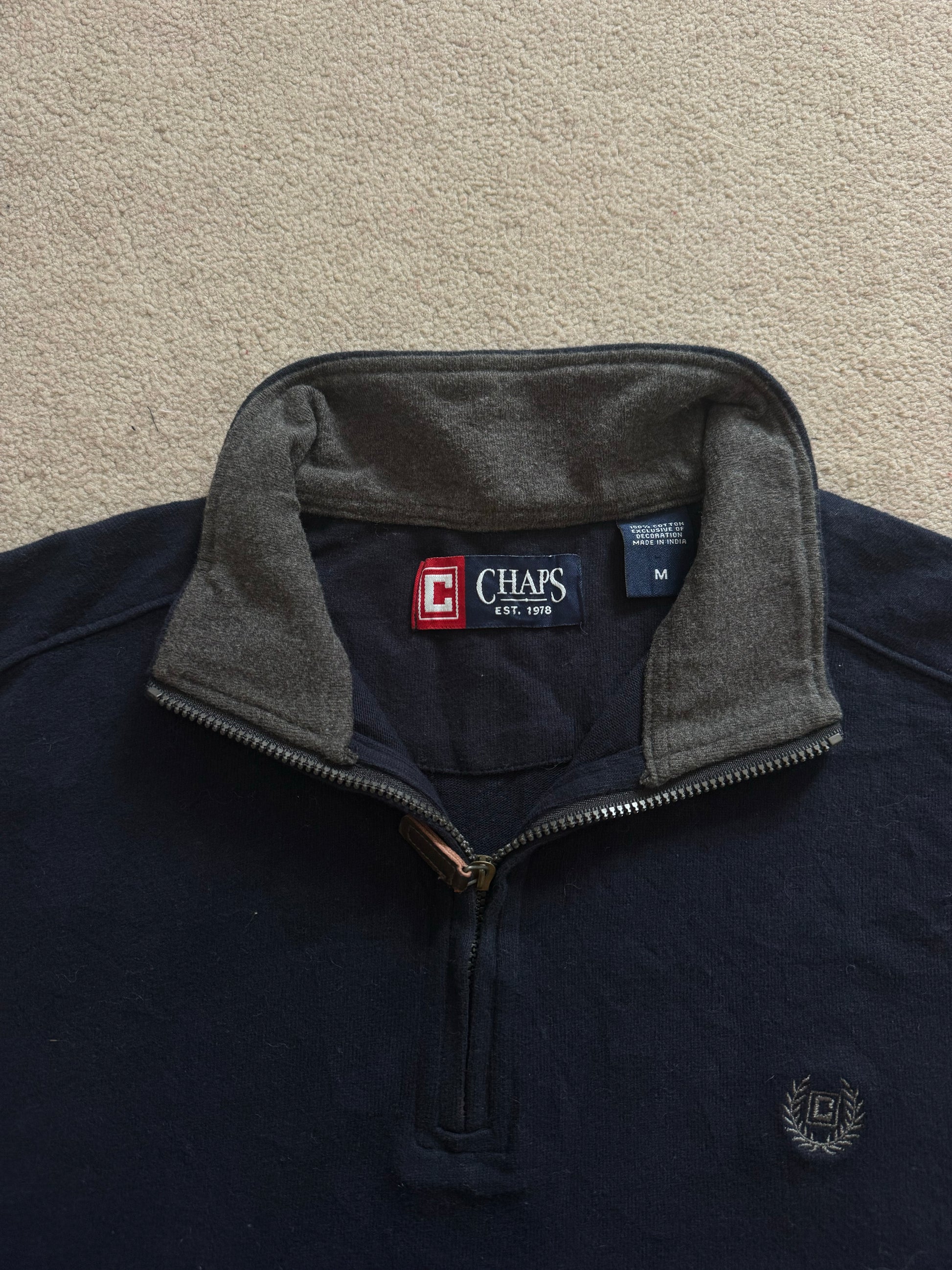 Medium Chaps Navy 1/4 Zip Jumper