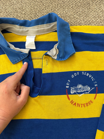Vintage Medium Nanterre Blue and Yellow Rugby Shirt