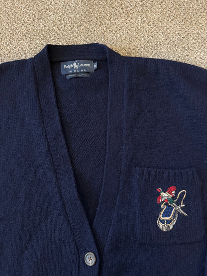Medium Ralph Lauren Shetland Wool Navy Pheasant Cardigan