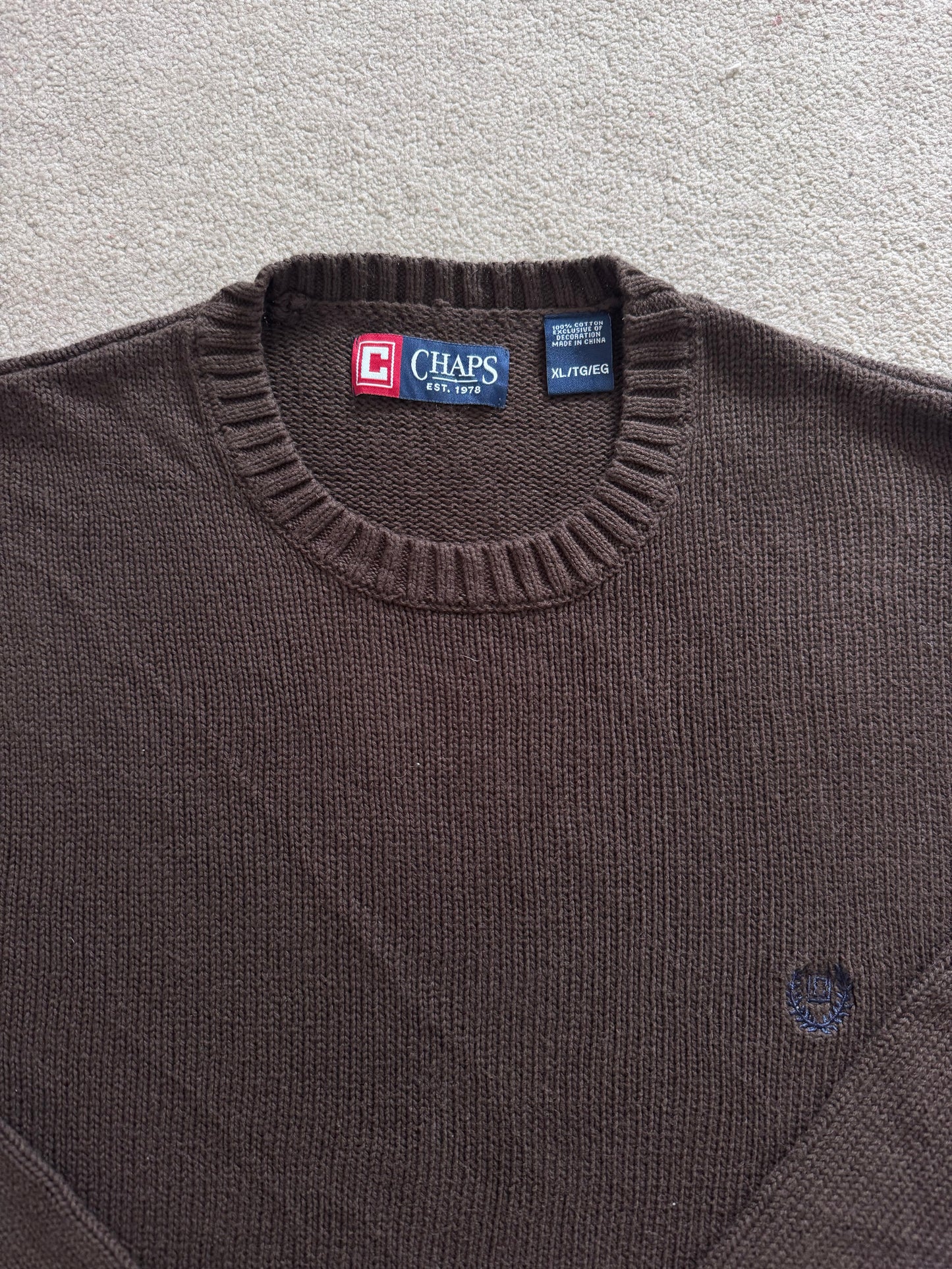 Extra large Chaps Brown Heavy Knitted Jumper