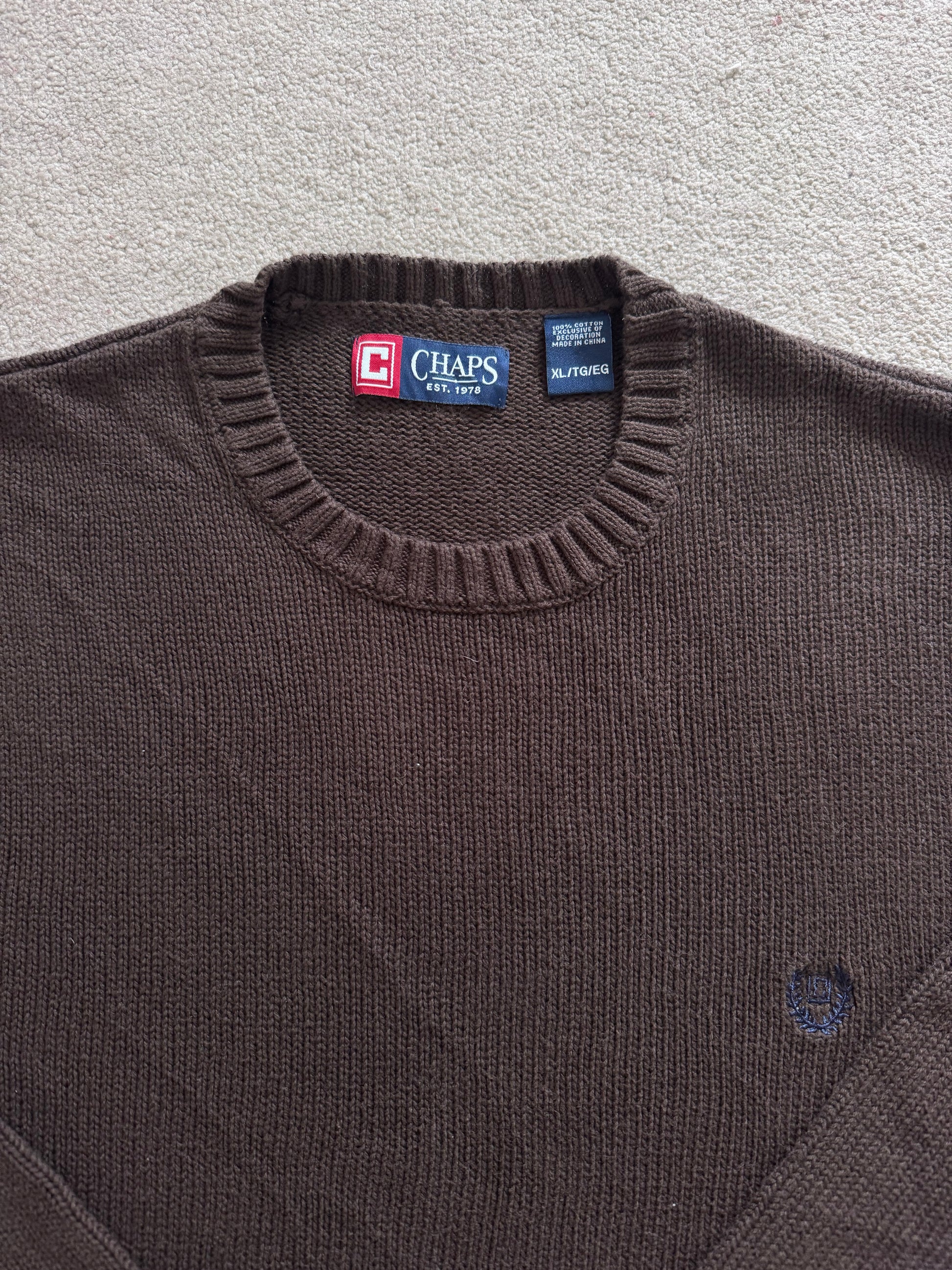Extra large Chaps Brown Heavy Knitted Jumper