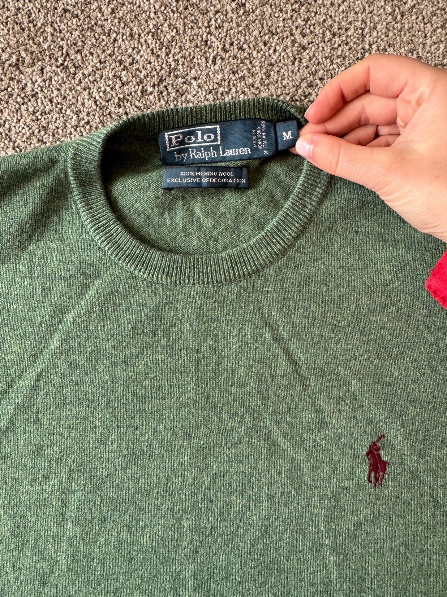 Medium Ralph Lauren Green Merino Wool Jumper