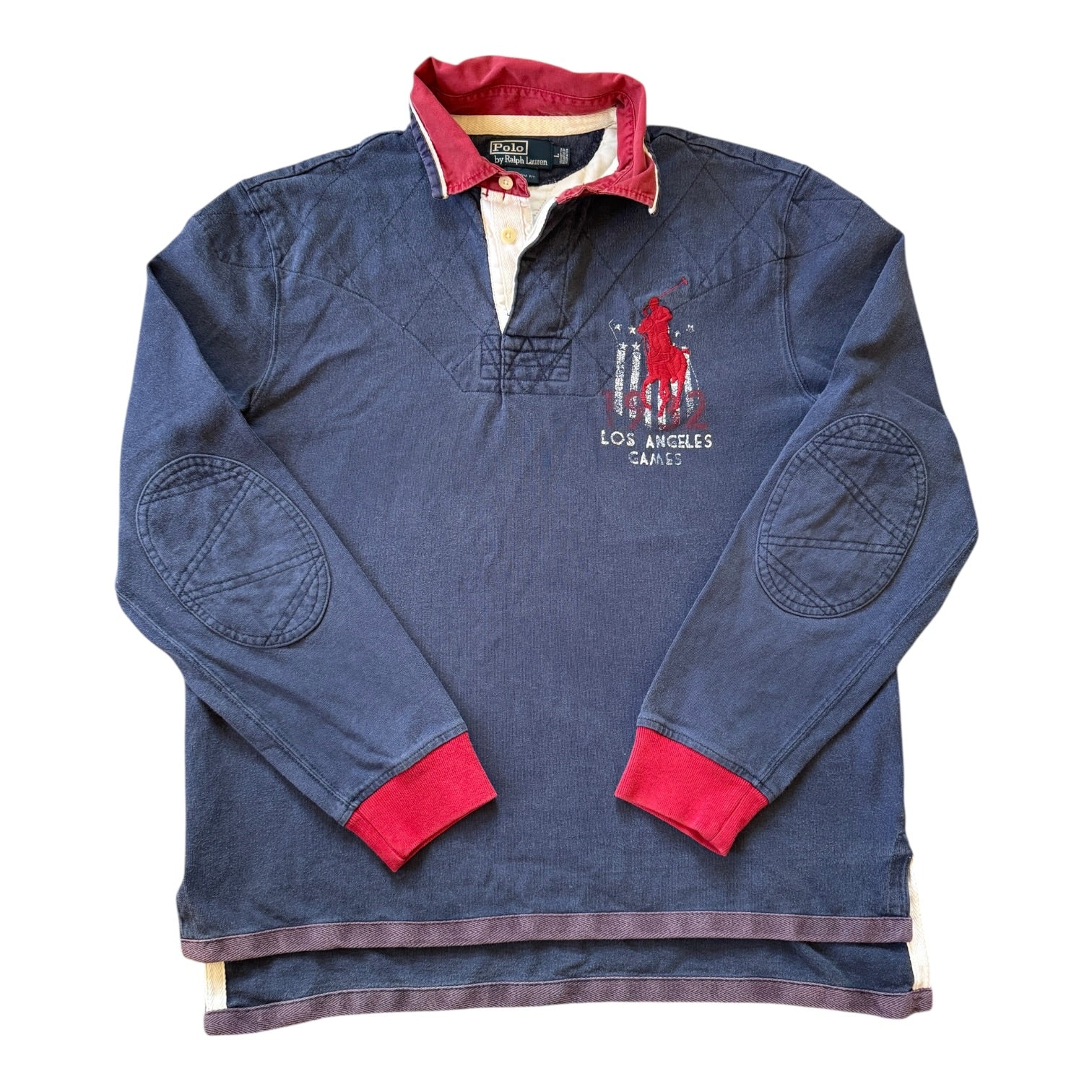 Large Ralph Lauren Navy Los Angeles Games Rugby Shirt