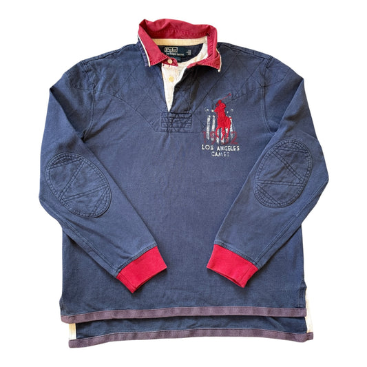 Large Ralph Lauren Navy Los Angeles Games Rugby Shirt