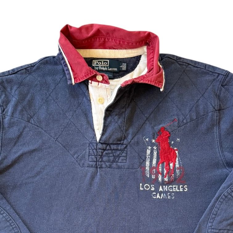 Large Ralph Lauren Navy Los Angeles Games Rugby Shirt