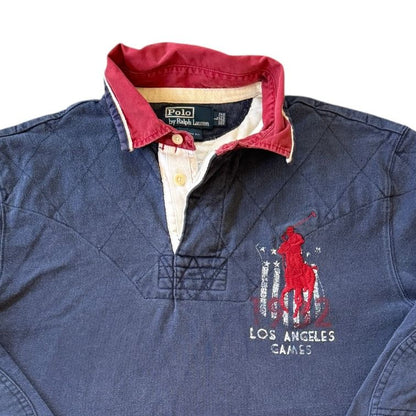 Large Ralph Lauren Navy Los Angeles Games Rugby Shirt