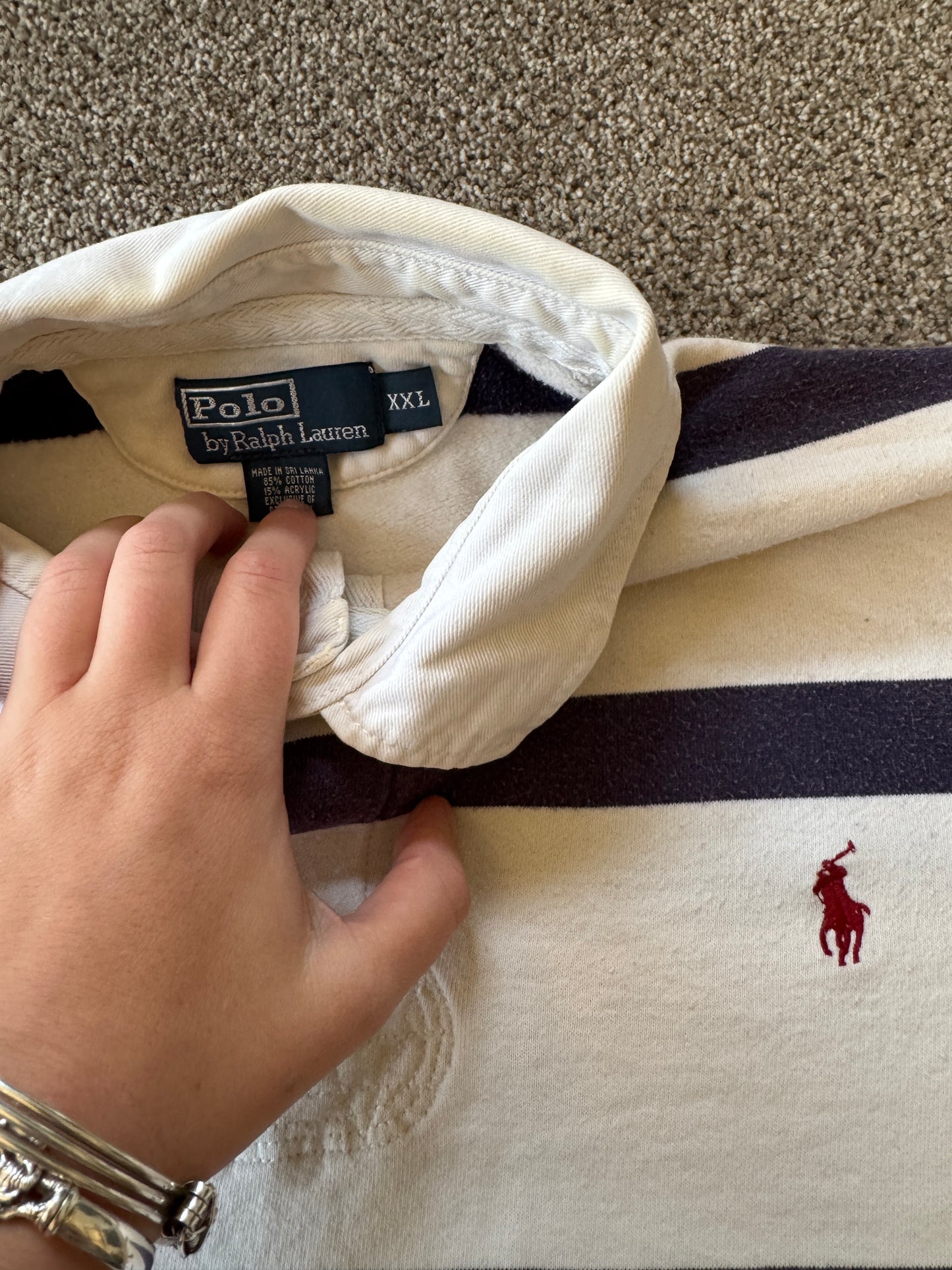 XXL Ralph Lauren White And Navy Rugby Shirt
