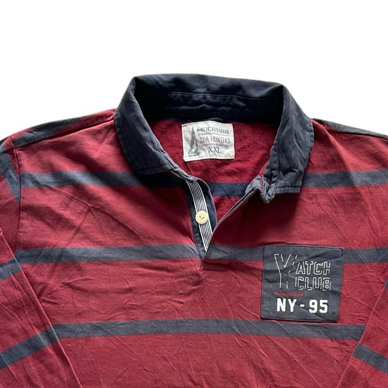 XXL Sea Hunters Red and Navy Yacht Club Rugby Shirt