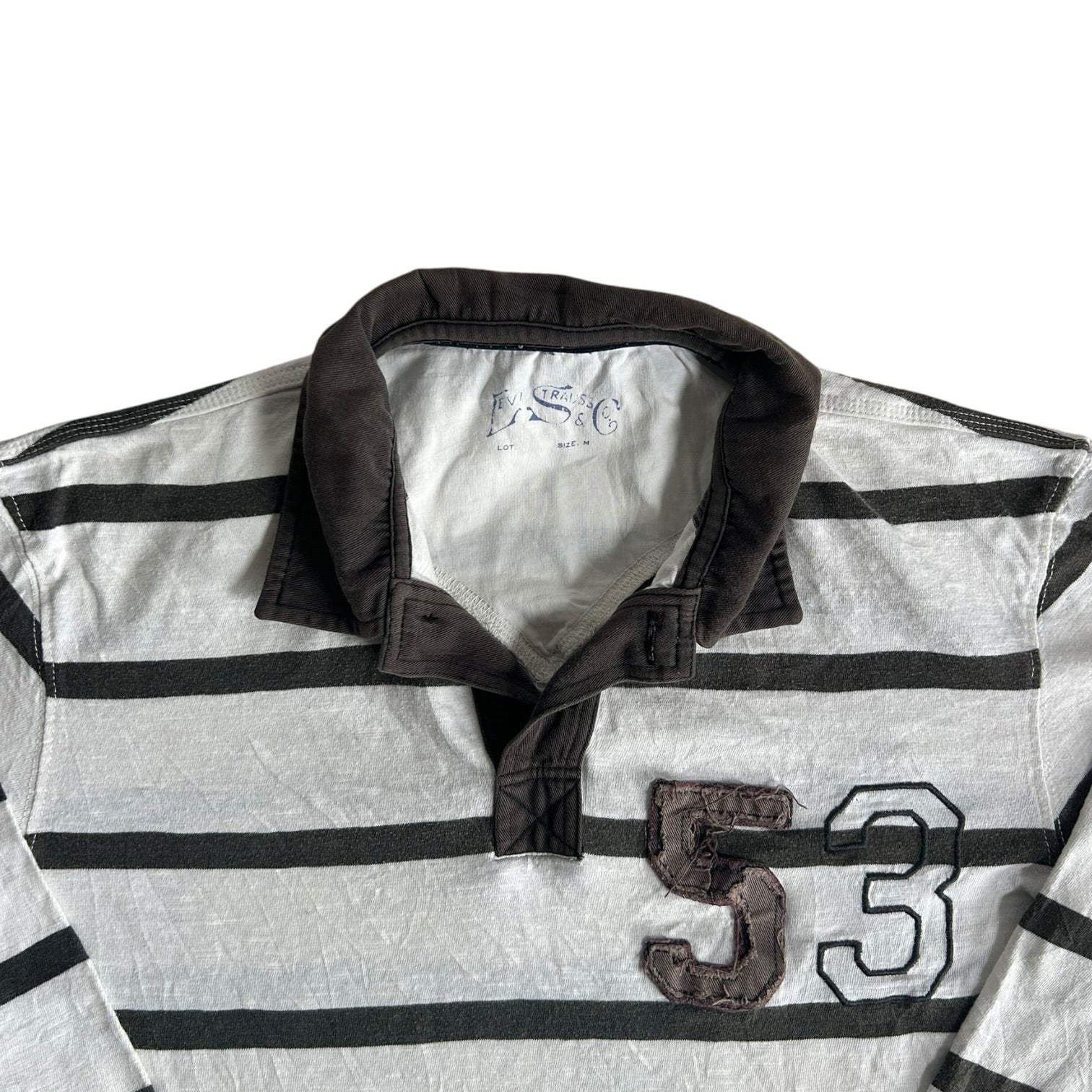 Medium Levi's White and Black Rugby Shirt