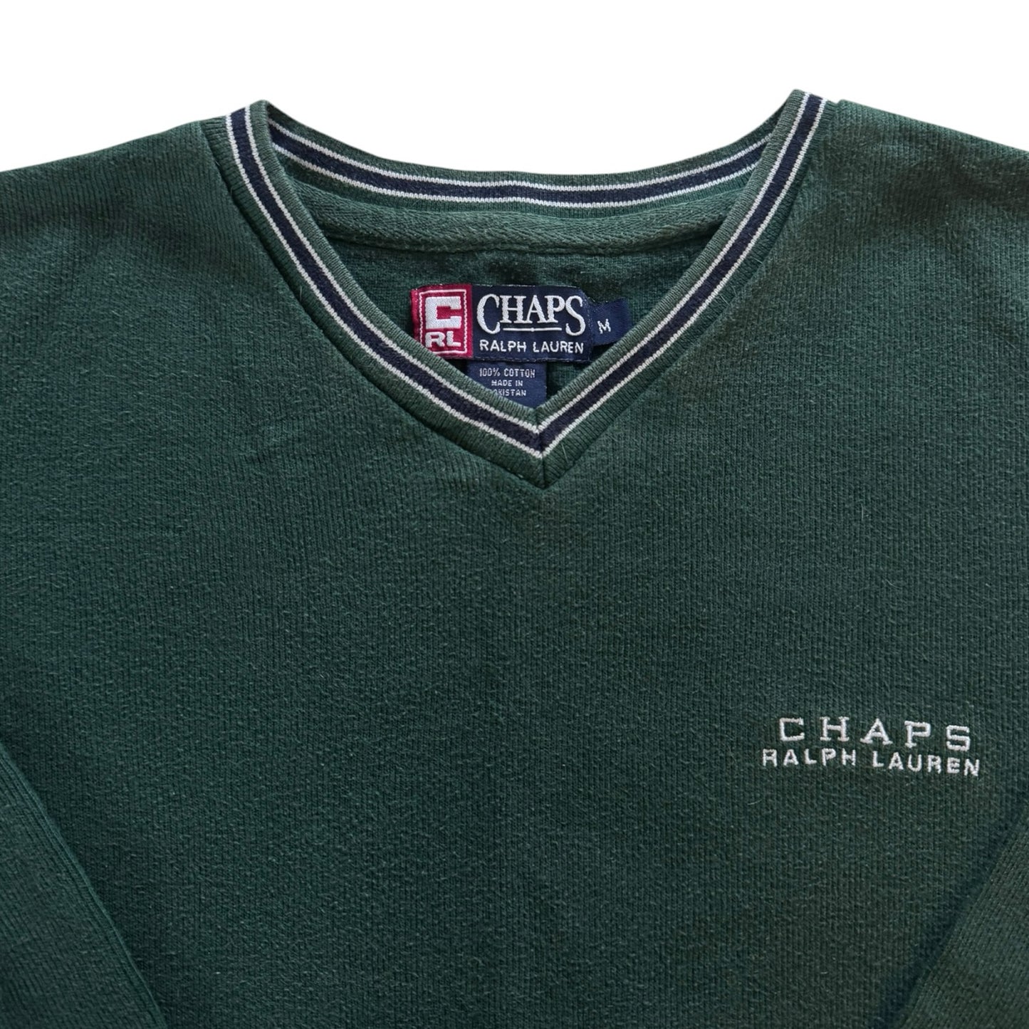 Medium Chaps Green V-Neck Sweatshirt