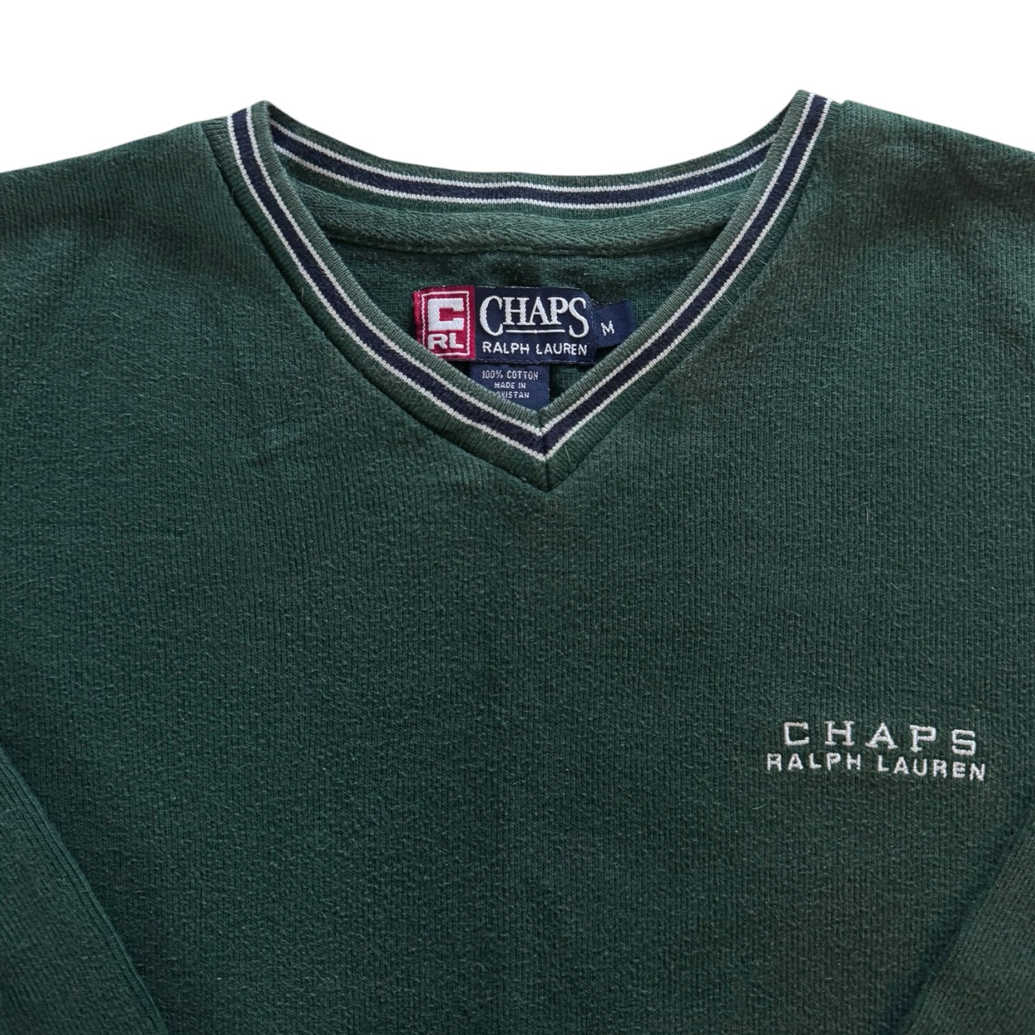 Medium Chaps Green V-Neck Sweatshirt