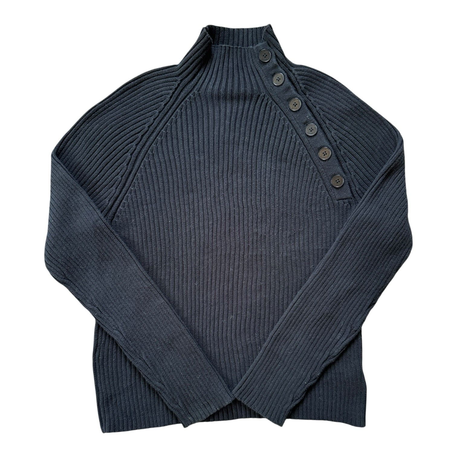 Woman's Medium Ralph Lauren Black Mock Neck Button Jumper