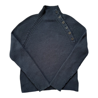 Woman's Medium Ralph Lauren Black Mock Neck Button Jumper