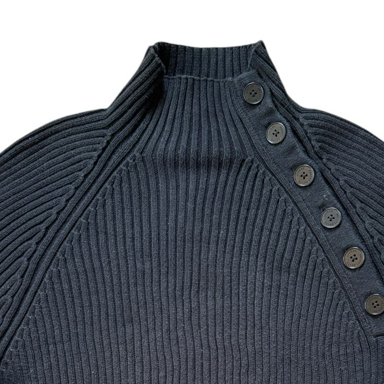 Woman's Medium Ralph Lauren Black Mock Neck Button Jumper