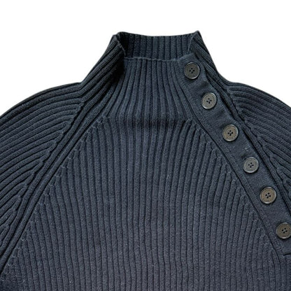 Woman's Medium Ralph Lauren Black Mock Neck Button Jumper