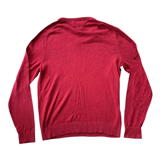 Large Tommy Hilfiger Red Pima Cotton Cashmere V-Neck Jumper
