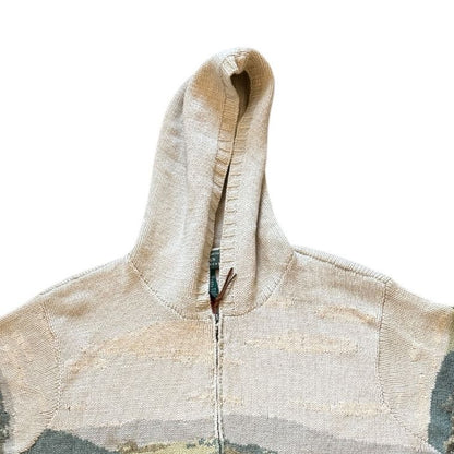 Rare Extra large Ralph Lauren Green Full Zip Landscape Scenery Dog/Horse Cardigan