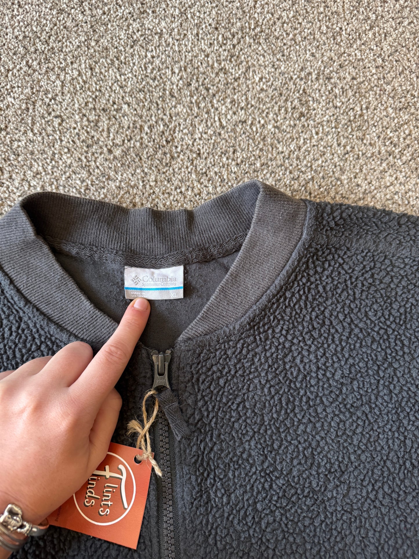 Large Columbia Grey Bomber Jacket Fleece