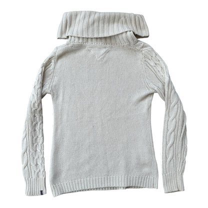 Woman's Medium Tommy Hilfiger Creamy White Turtle Neck Cable Knit Jumper