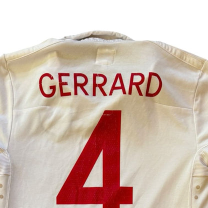 Medium 2009-10 Umbro White Gerrard 4 England Football Shirt