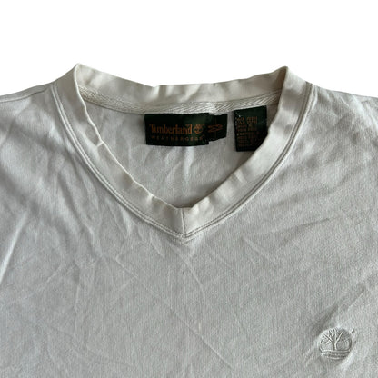 Medium Timberland White Thin V-Neck Sweatshirt