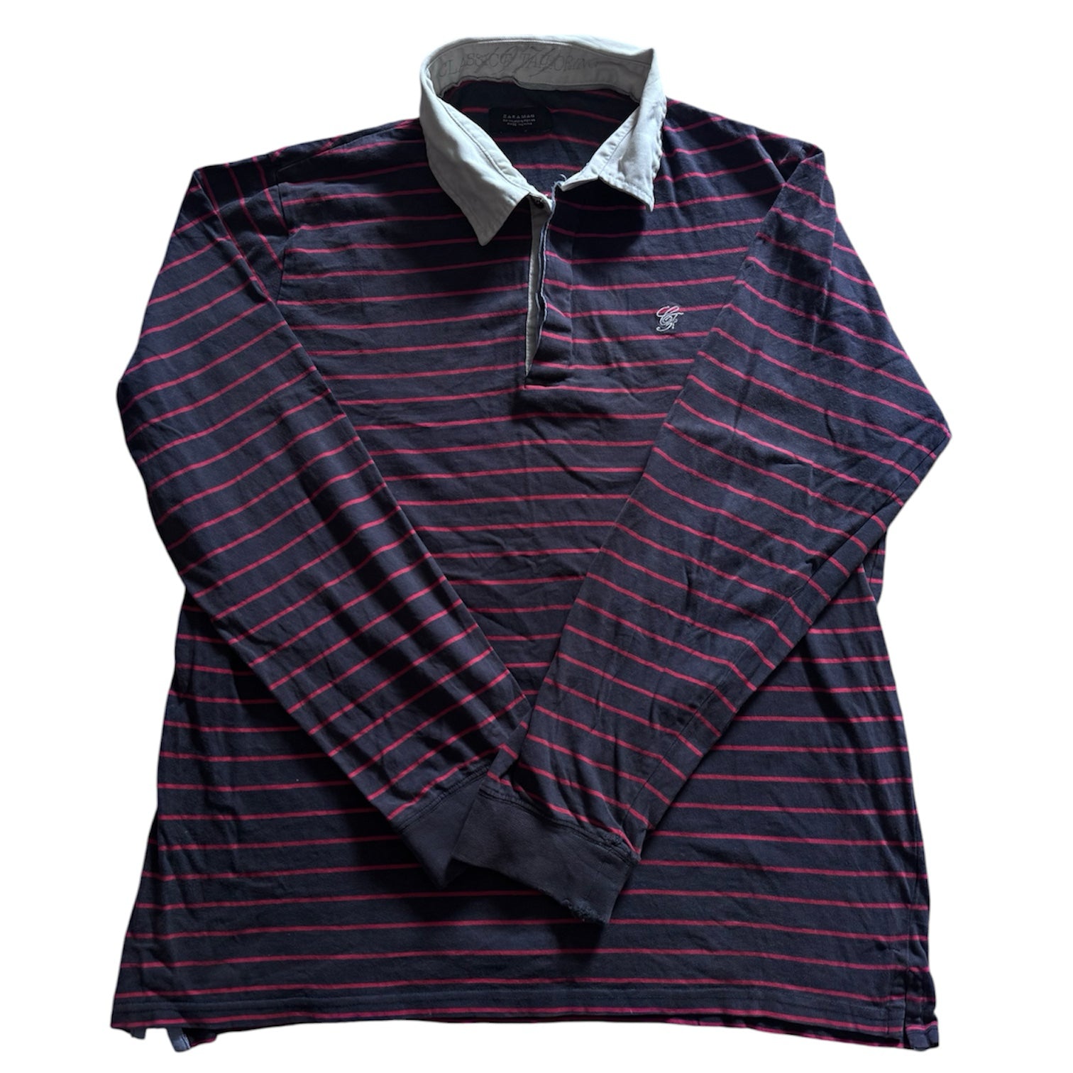 XXL Zara Navy Striped Rugby Shirt