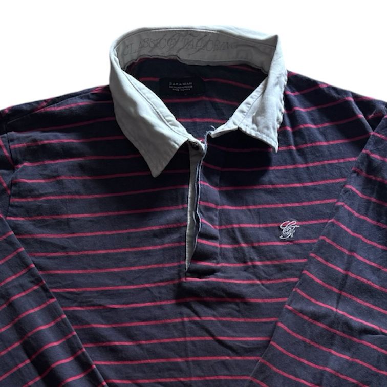 XXL Zara Navy Striped Rugby Shirt