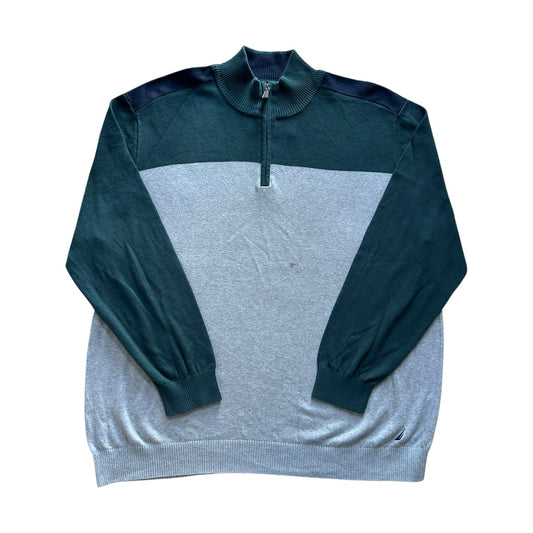 3XL Nautica Grey And Green 1/4 Zip