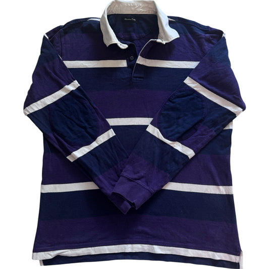 Medium Massimo Dutti Purple, Navy and White Rugby Shirt