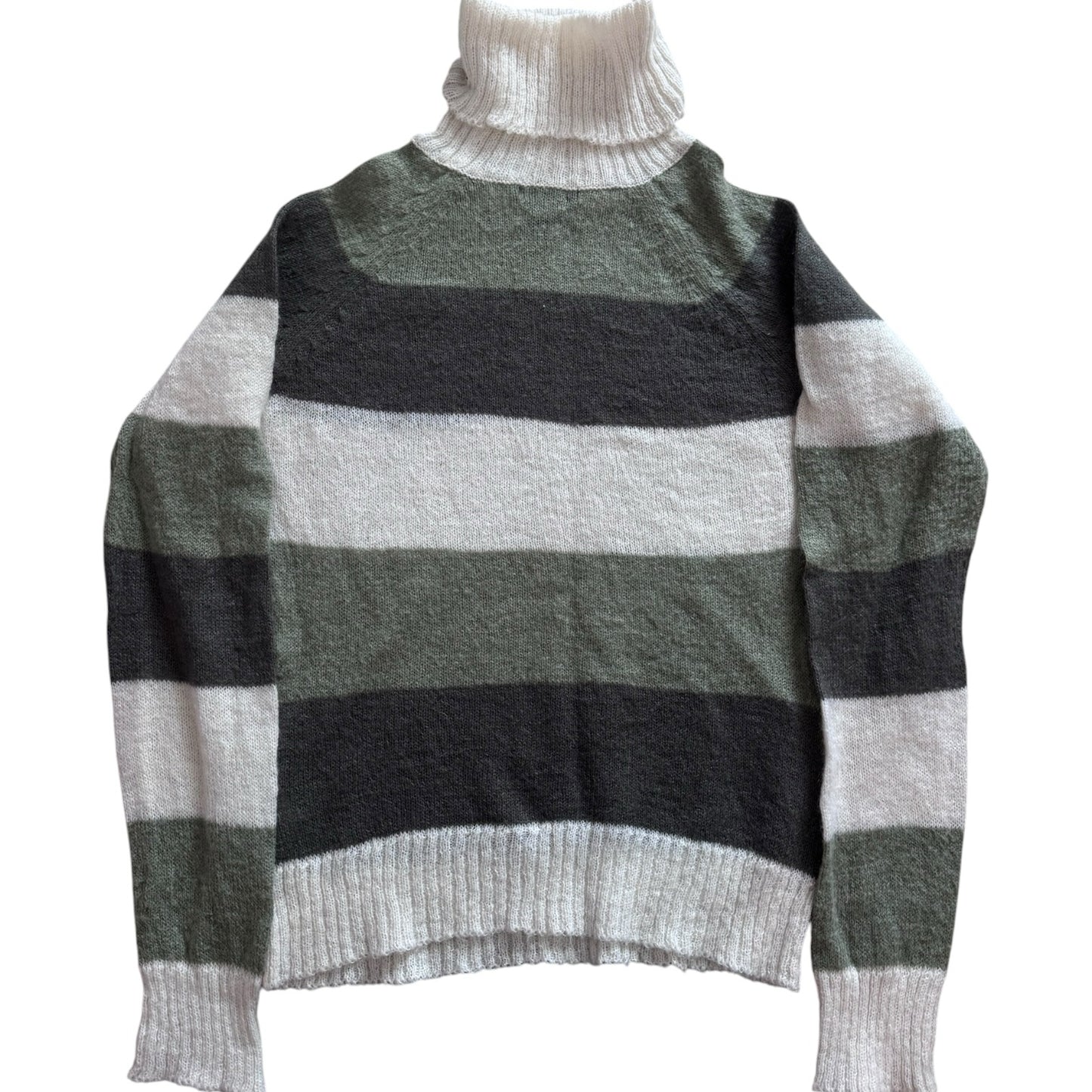 Woman's Small H&M Green and Grey Knitted Turtle Neck Jumper