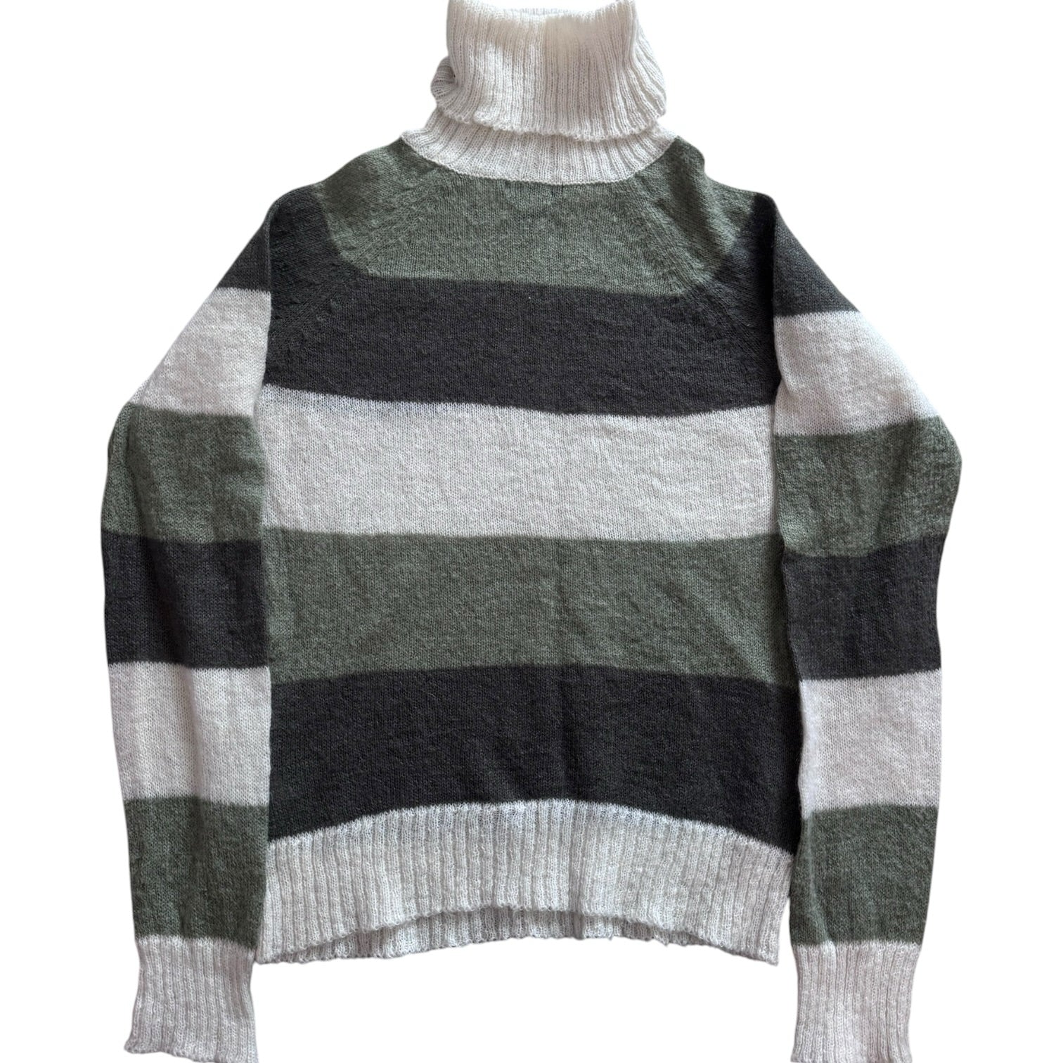 Woman's Small H&M Green and Grey Knitted Turtle Neck Jumper