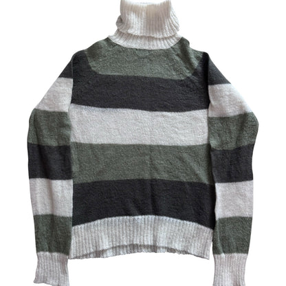 Woman's Small H&M Green and Grey Knitted Turtle Neck Jumper