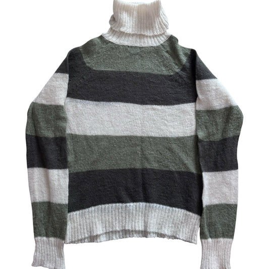 Woman's Small H&M Green and Grey Knitted Turtle Neck Jumper