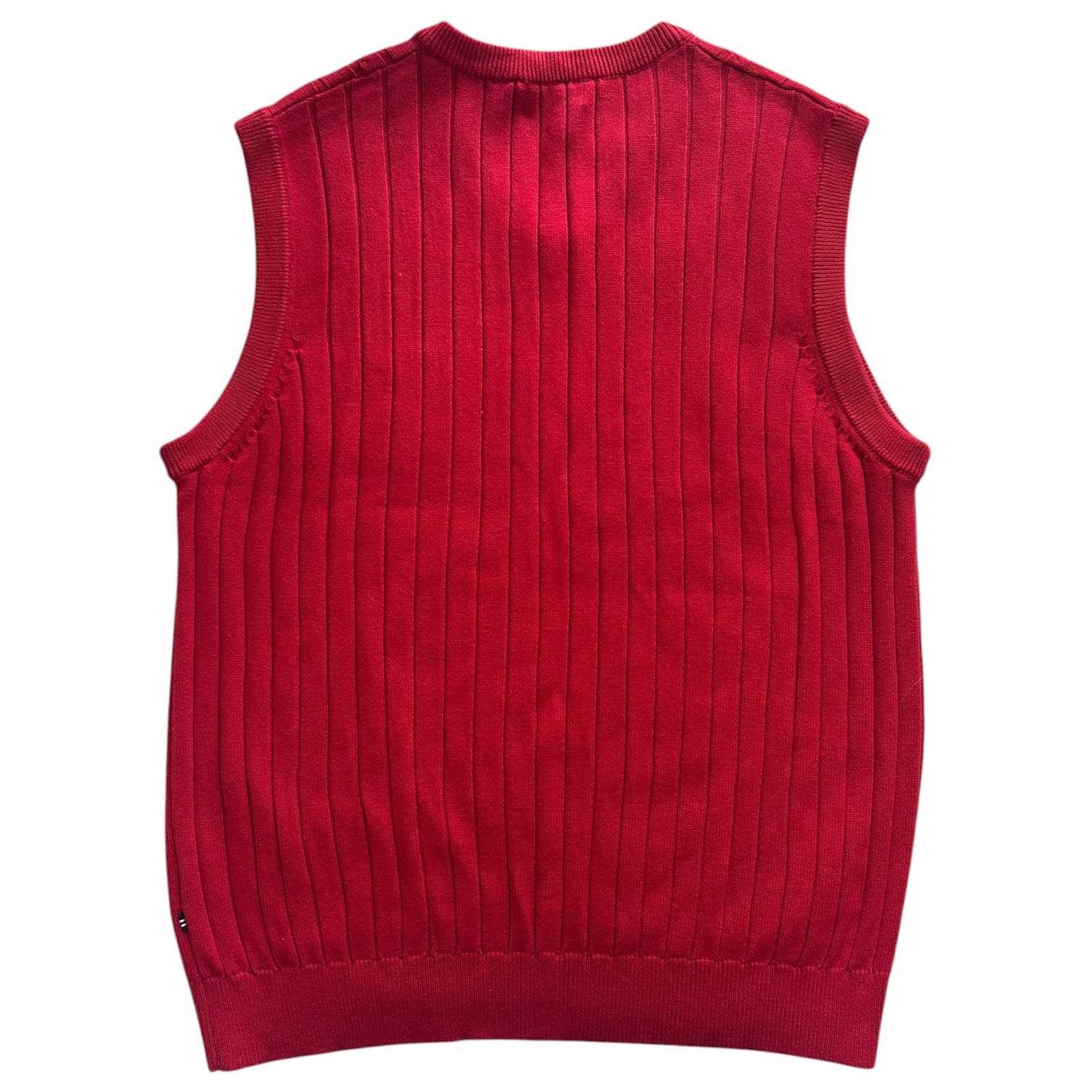 Large Nautica Red Cable Knit Sweater Vest