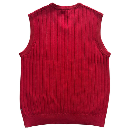 Large Nautica Red Cable Knit Sweater Vest