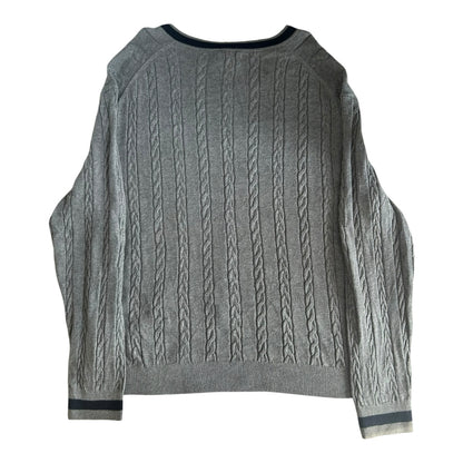 Extra large Nautica Grey Cable Knit V-Neck Jumper