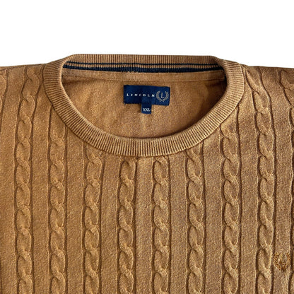 XXL Lincoln Tan Brown Cable Knit Jumper