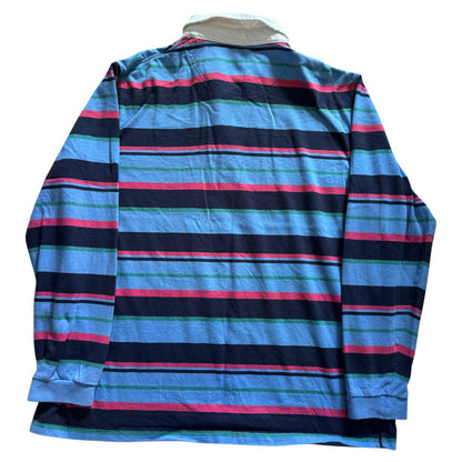 Extra large Cotton Traders Blue, Green and Red Striped Rugby Shirt