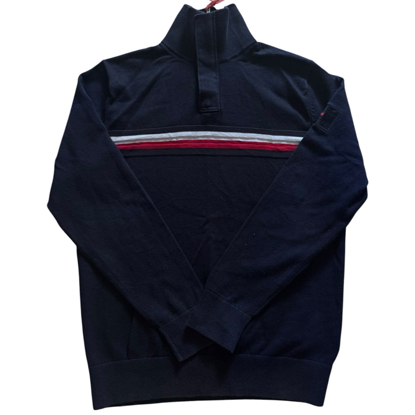 Medium Tommy Hilfiger Navy with Red and White Stripe 1/4 Zip