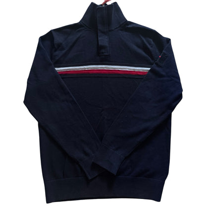 Medium Tommy Hilfiger Navy with Red and White Stripe 1/4 Zip
