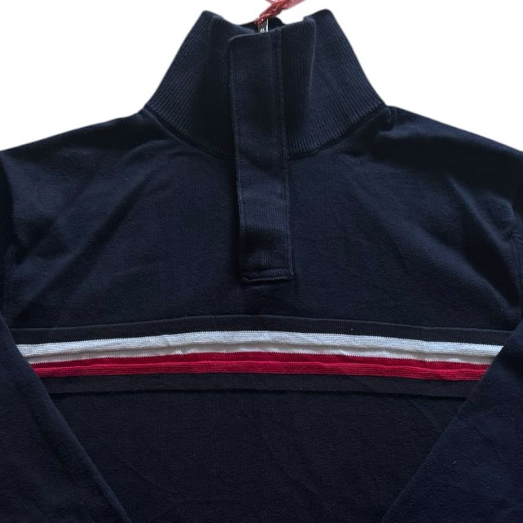 Medium Tommy Hilfiger Navy with Red and White Stripe 1/4 Zip