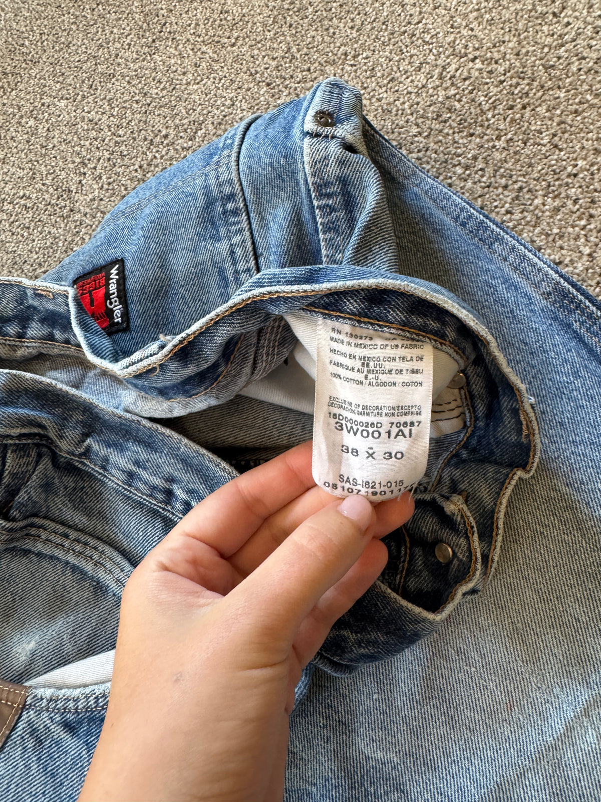 38/30 Wrangler Riggs Workwear Blue Denim Jeans