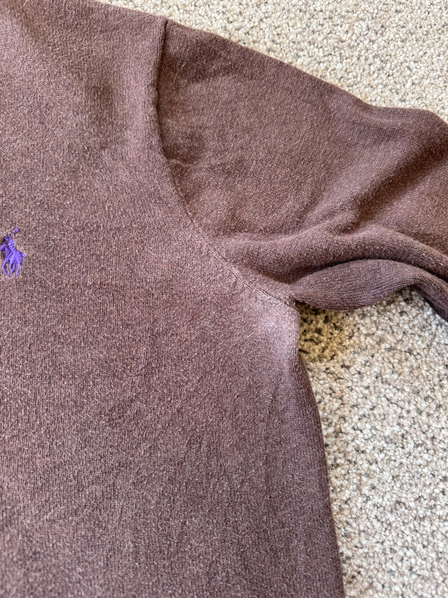 Aged 14-16 Ralph Lauren Brown V-Neck Jumper