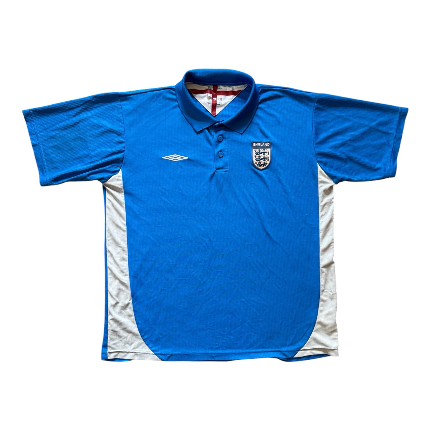 2006-07 Large Umbro Blue England Football Polo Shirt - Lots of pulls