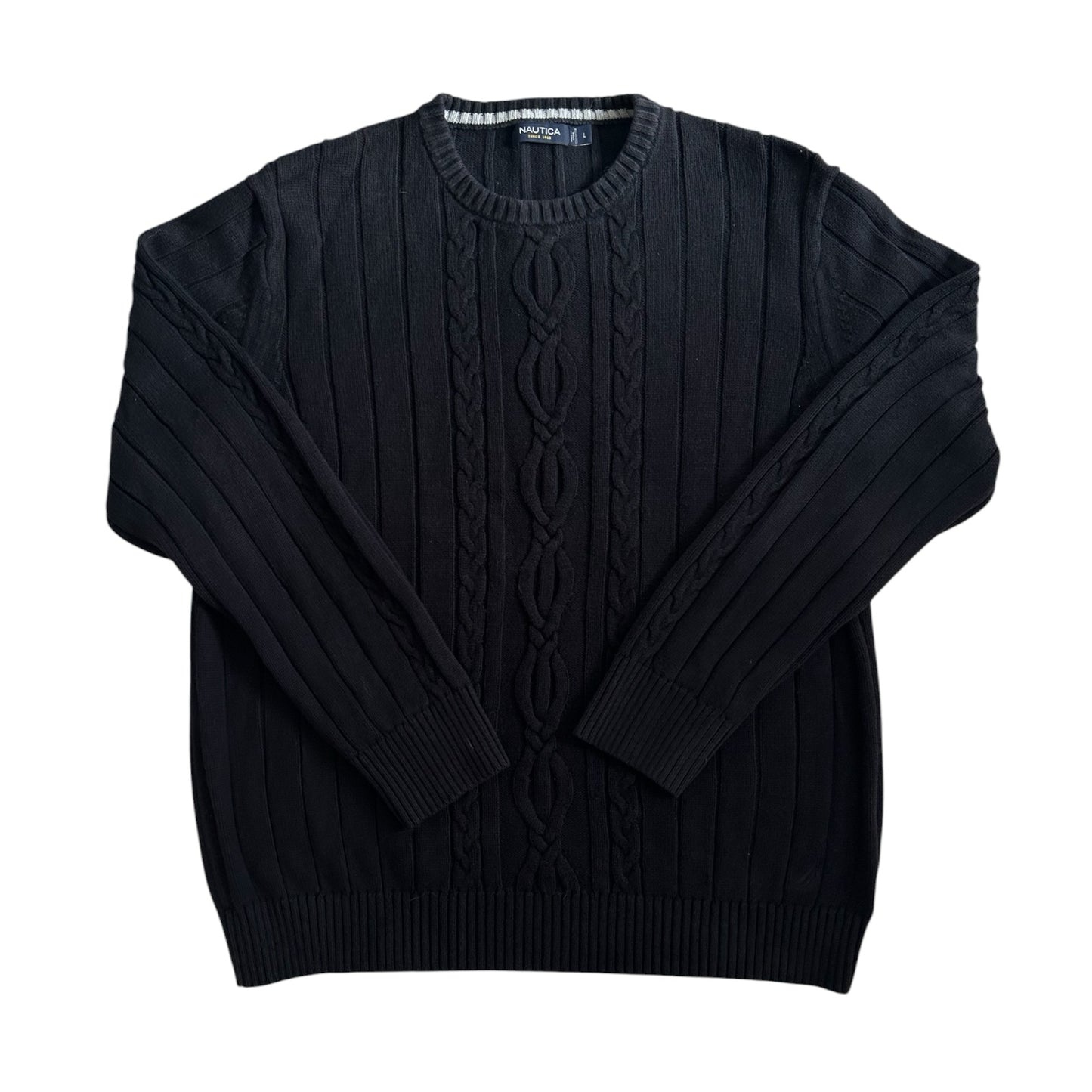 Large Nautica Black Cable Knit Jumper