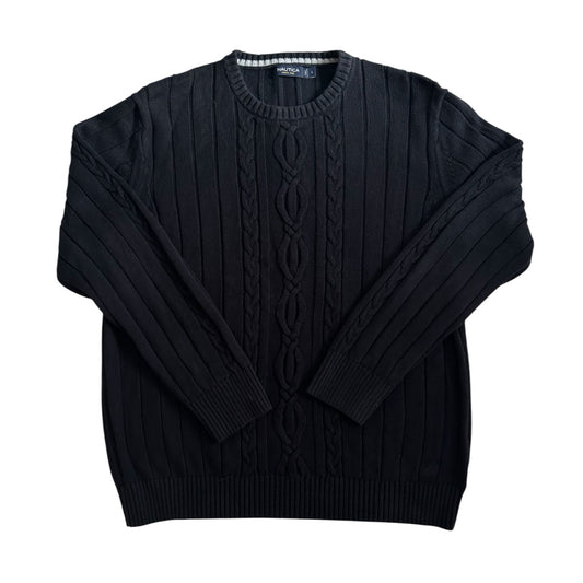 Large Nautica Black Cable Knit Jumper