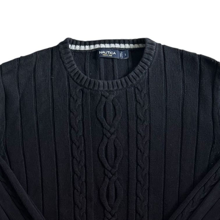 Large Nautica Black Cable Knit Jumper